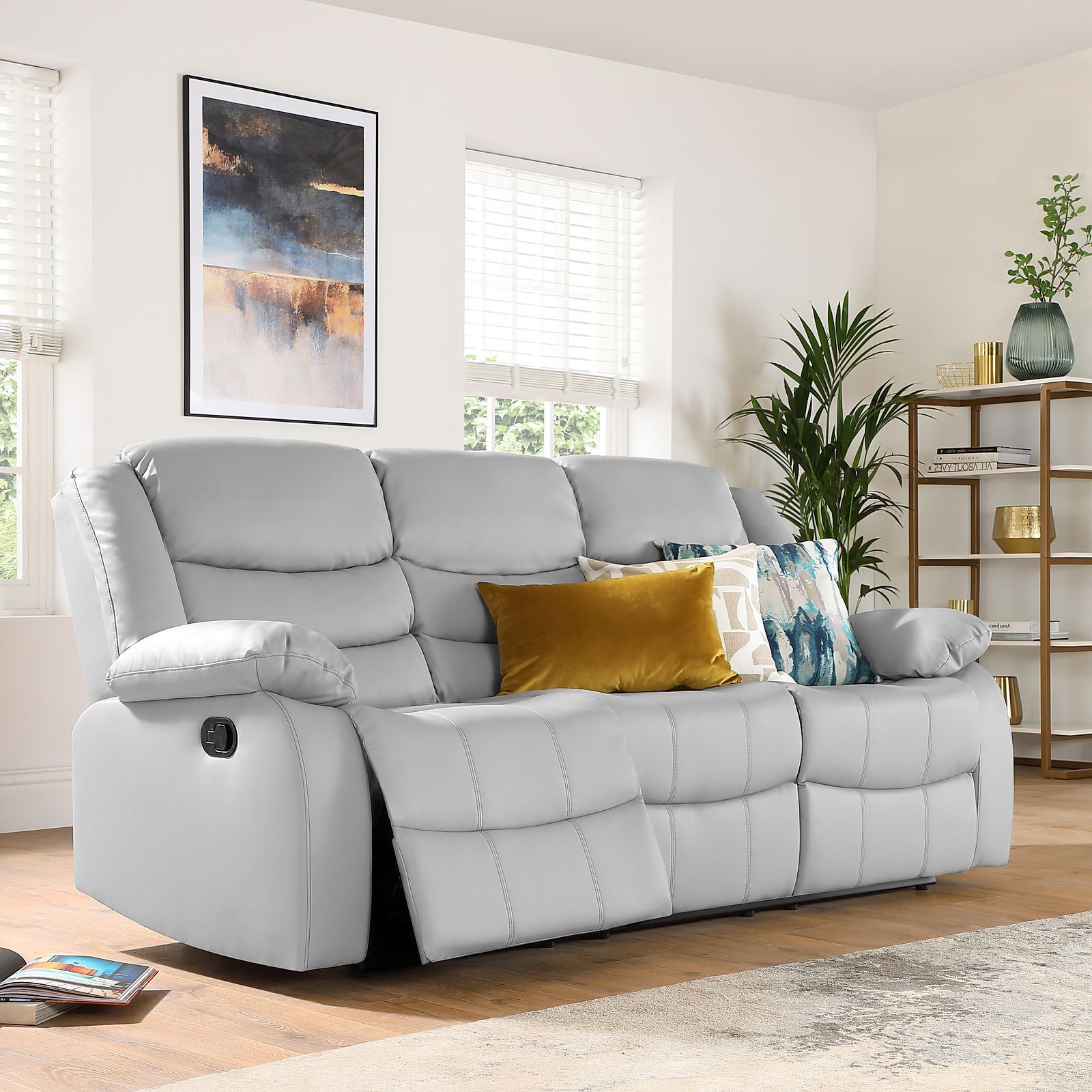 Sorrento Light Grey Leather 3 Seater Recliner Sofa | Furniture Choice Pertaining To Sofas In Light Gray (View 11 of 20)