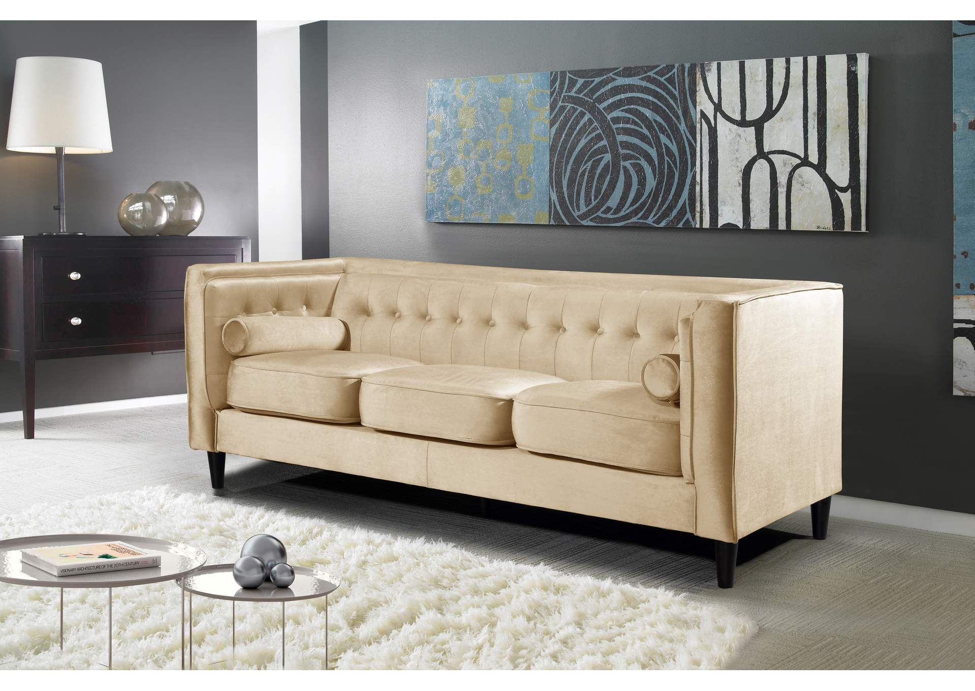Taylor Beige Velvet Sofa Best Buy Furniture And Mattress Within Elegant Beige Velvet Sofas (View 13 of 20)