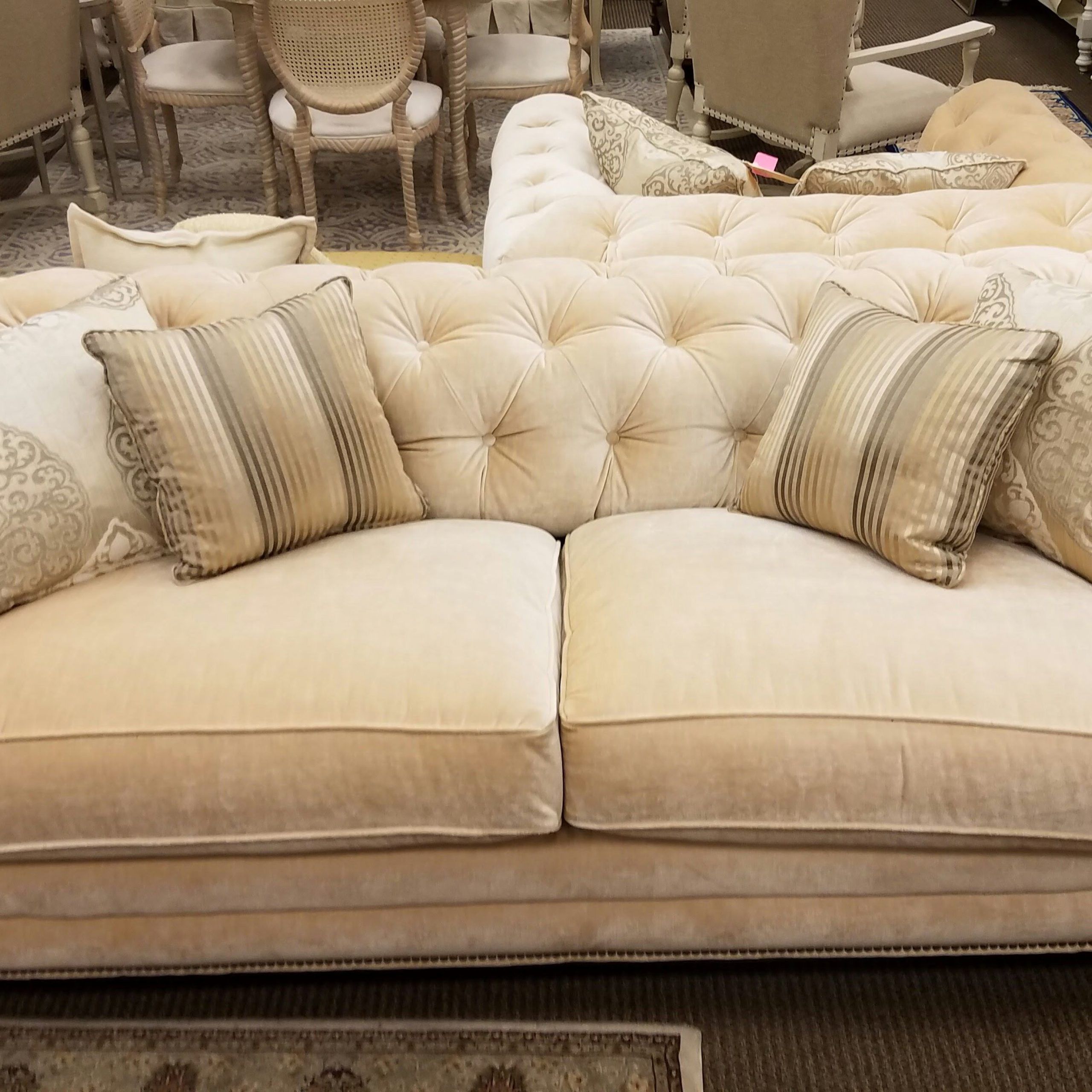 This Elegant Cream Tufted Sofa Is Priced At $ (View 2 of 20)