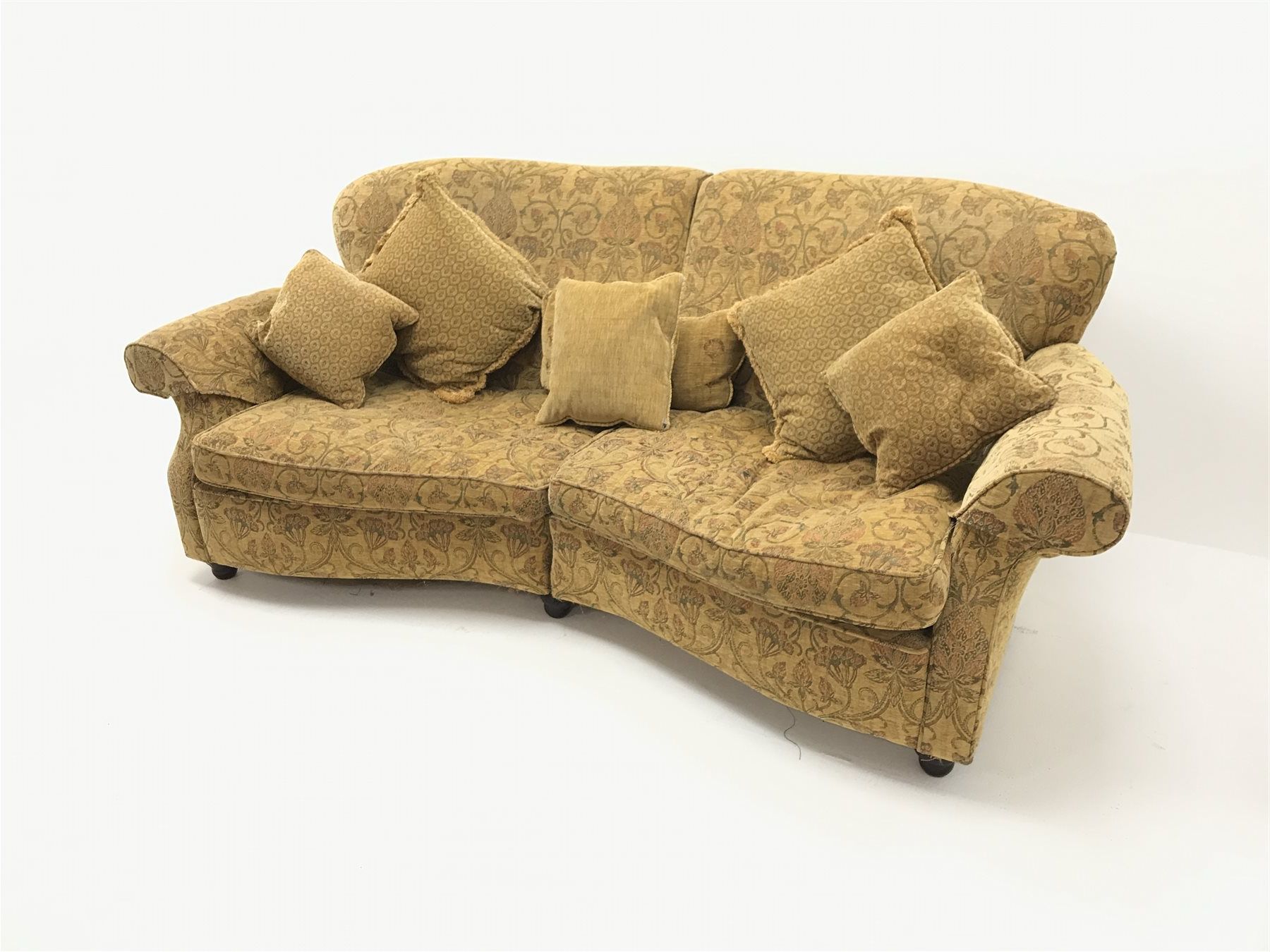 Three Seat Curved Traditional Sofa, Scrolled Arms, Upholstered In A Pertaining To Sofas With Curved Arms (View 6 of 20)
