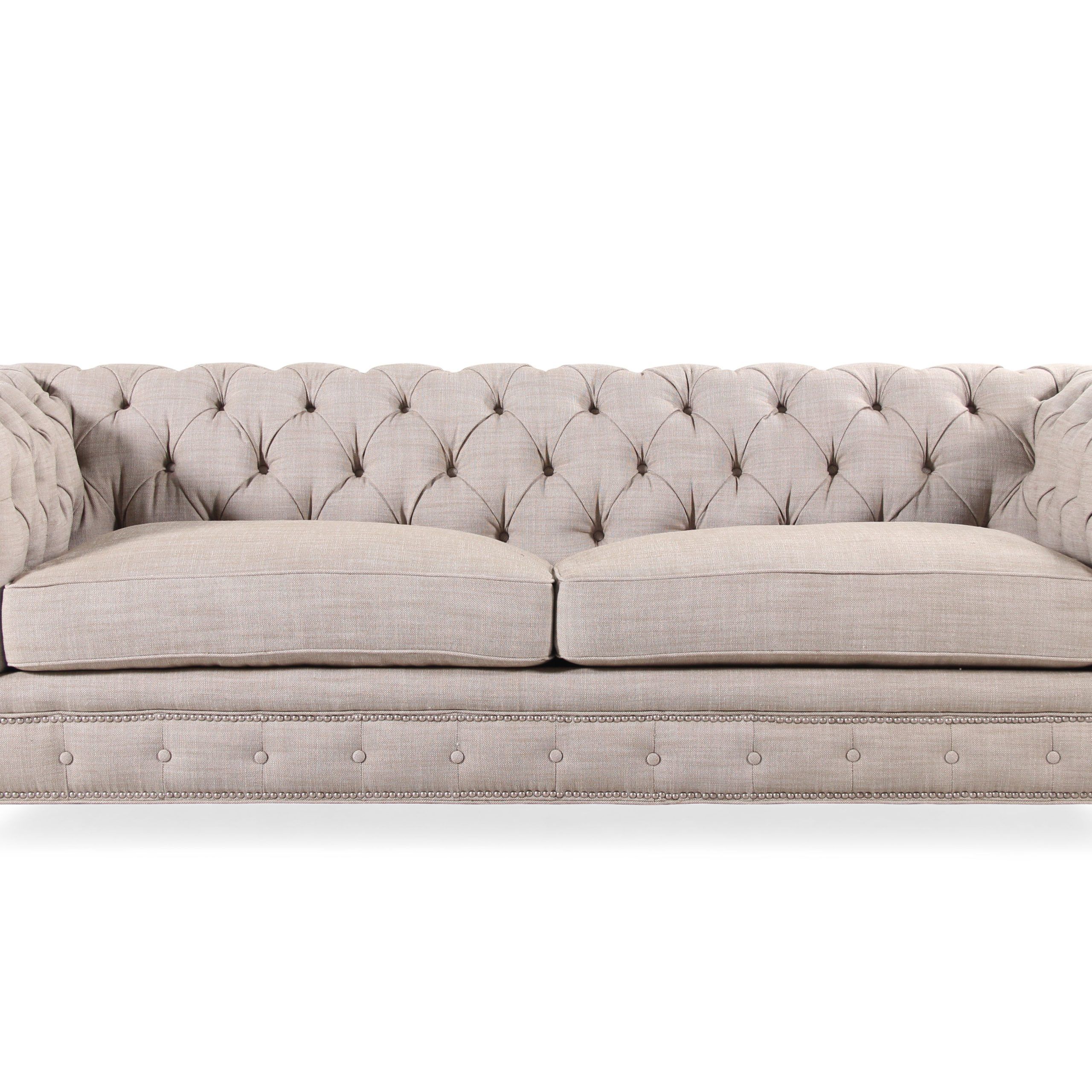Traditional Button Tufted 102" Sofa In Cream | Mathis Brothers Furniture With Sofas In Cream (View 4 of 20)