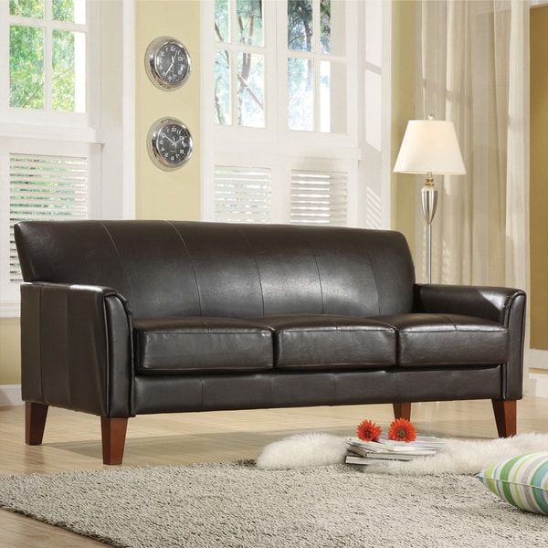 Tribecca Home Uptown Dark Brown Faux Leather Modern Sofa – Overstock For Faux Leather Sofas In Dark Brown (View 4 of 20)