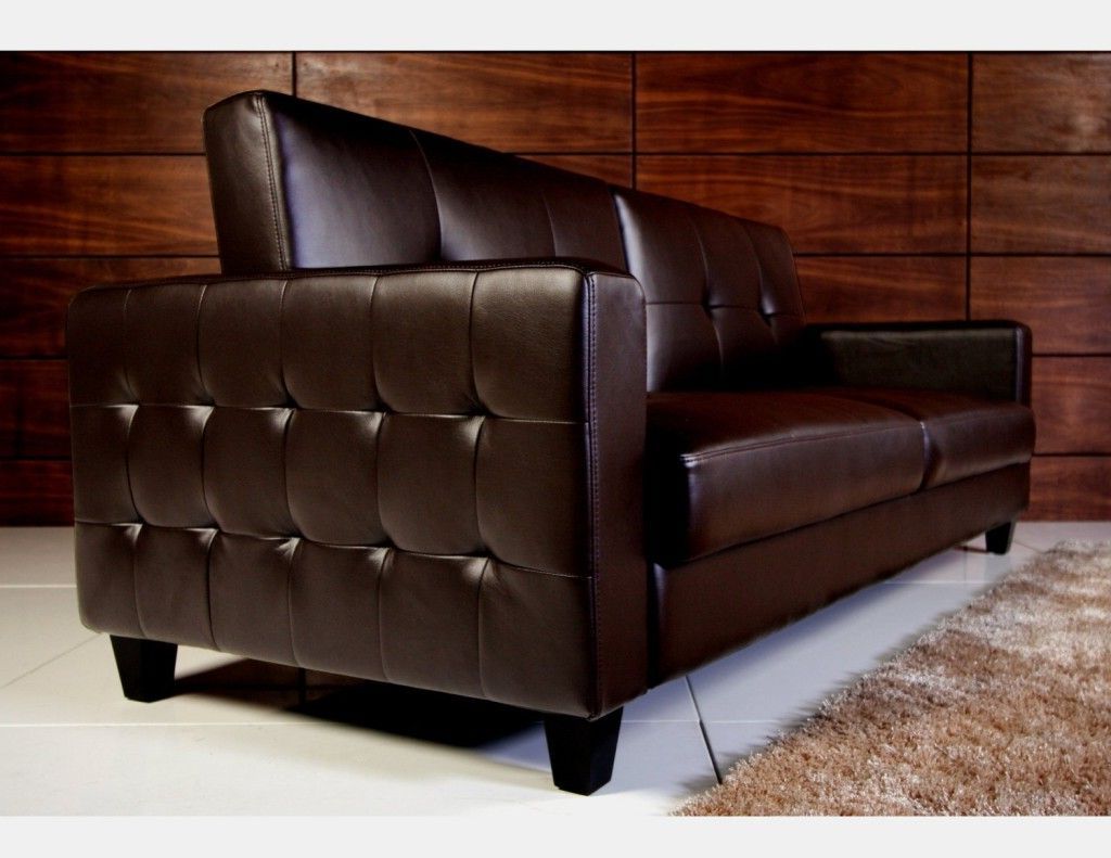 Tufted Faux Leather Sofa Bedfits In With Both Your Traditional And Pertaining To Faux Leather Sofas In Dark Brown (View 15 of 20)