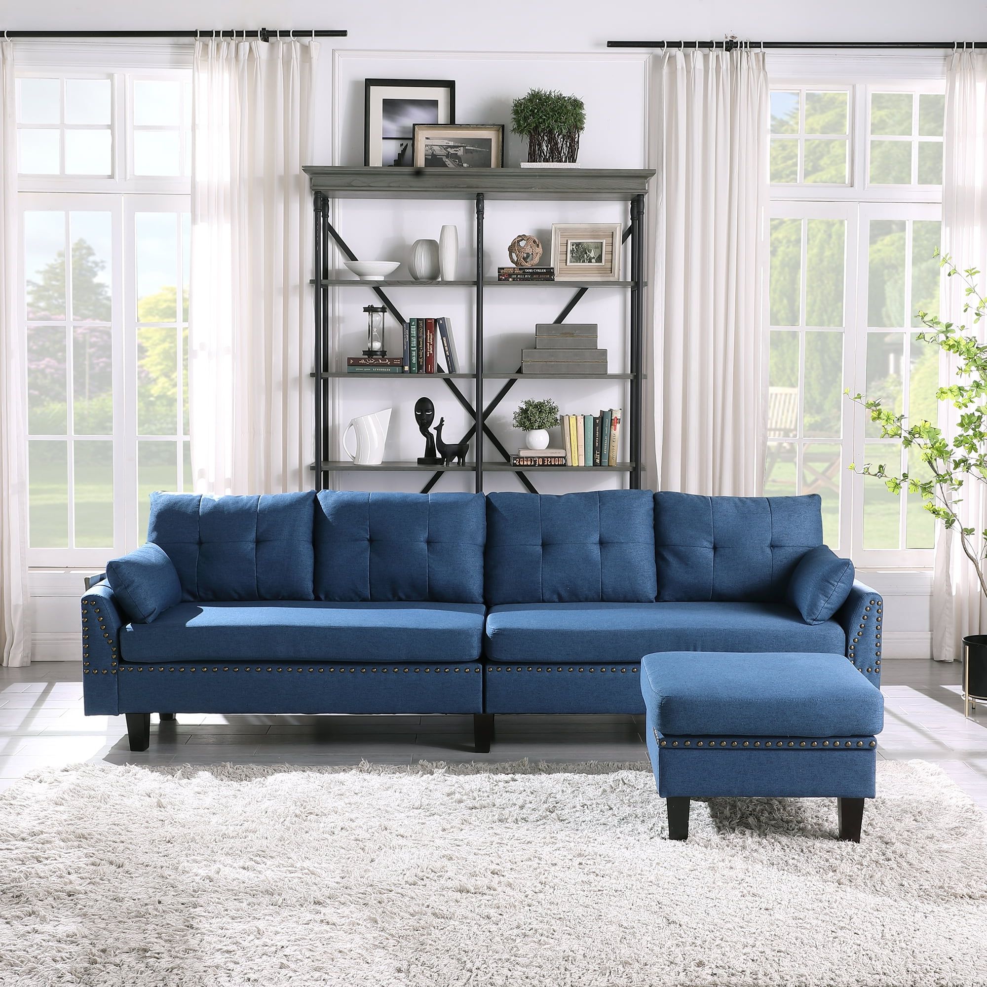 Urhomepro Mid Century Couches And Sofas With Ottoman, 2 Pillows, Modern With Sofas With Ottomans (View 13 of 20)