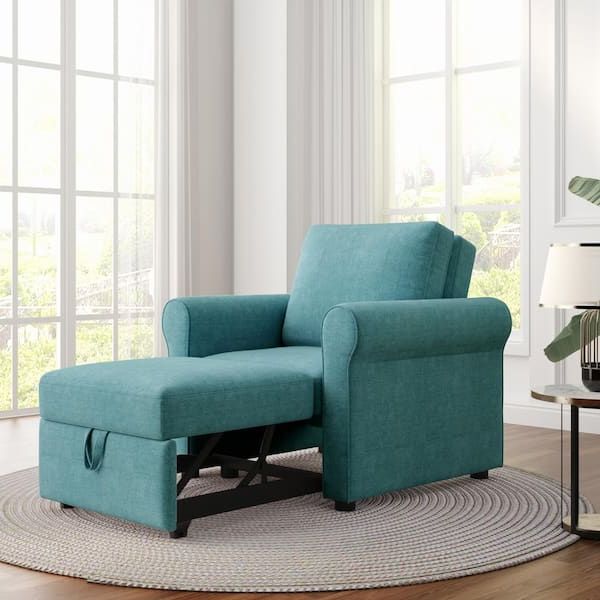 Urtr Teal Convertible Sleeper Bed,3 In 1 Sofa Bed Arm Chair,adjust Throughout 4 In 1 Convertible Sleeper Chair Beds (View 11 of 20)