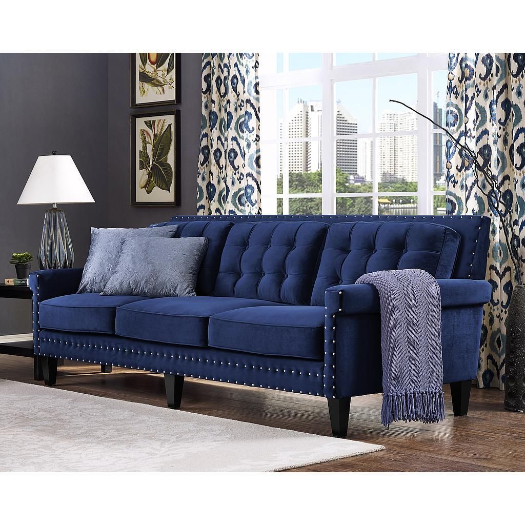 Velvet Is Here To Stay – Tov Furniture | Blue Sofa Living, Living Room Pertaining To Navy Sleeper Sofa Couches (View 16 of 20)
