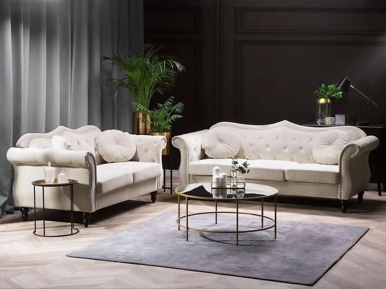 Velvet Sofa Set Beige | Etsy In 2021 | Coastal Living Rooms, Grey For Elegant Beige Velvet Sofas (View 12 of 20)