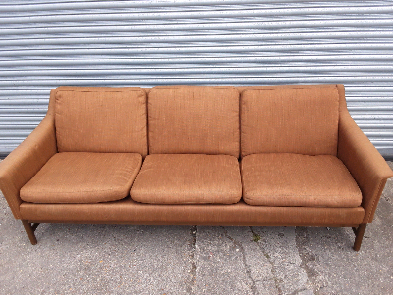Vintage Mid Century 3 Seater Fabric Sofa Couch | In Hackney, London In Mid Century 3 Seat Couches (View 8 of 20)