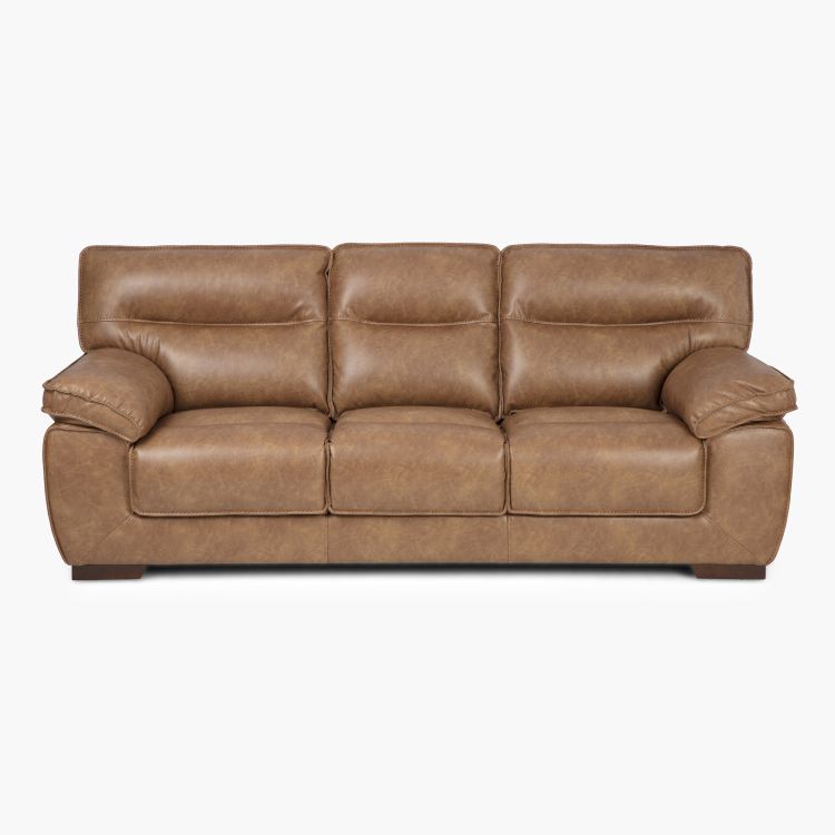 Walker Faux Leather 3 Seater Sofa | Brown For Traditional 3 Seater Faux Leather Sofas (Gallery 2 of 20)