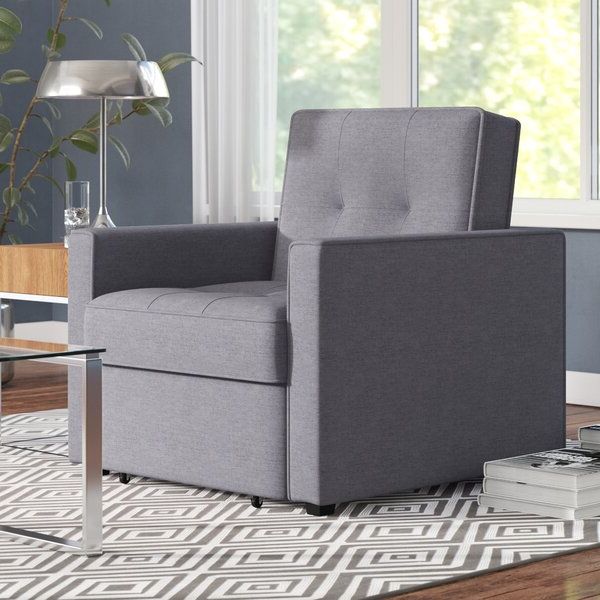 Zipcode Design™ Chandler Grey Convertible Arm Chair Bed & Reviews Intended For Convertible Light Gray Chair Beds (View 15 of 20)