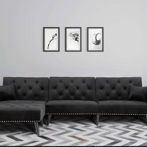 3 Seat L Shaped Sofas In Black (Photo 10 of 20)