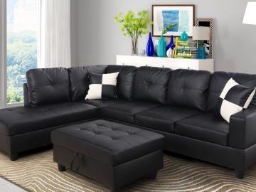 Right-facing Black Sofas
