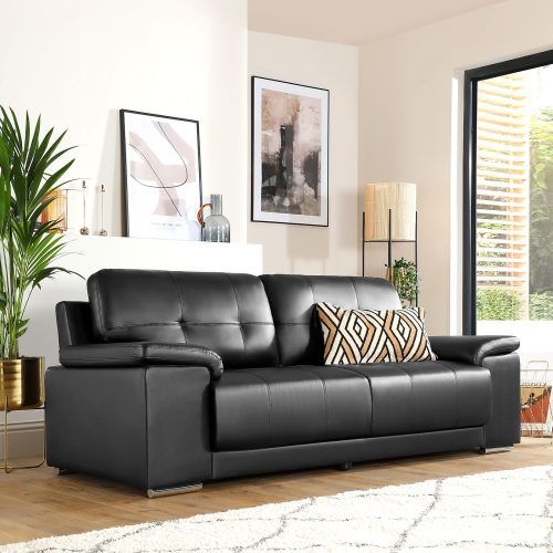 3 Seat L Shaped Sofas In Black (Photo 8 of 20)