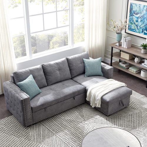 2 In 1 Gray Pull Out Sofa Beds (Photo 2 of 20)