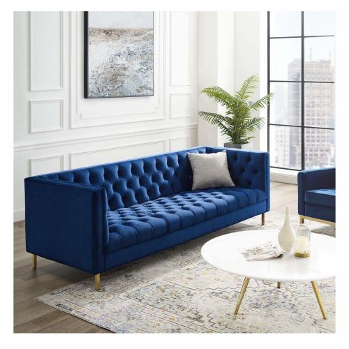 Modern Blue Linen Sofas (Photo 20 of 20)