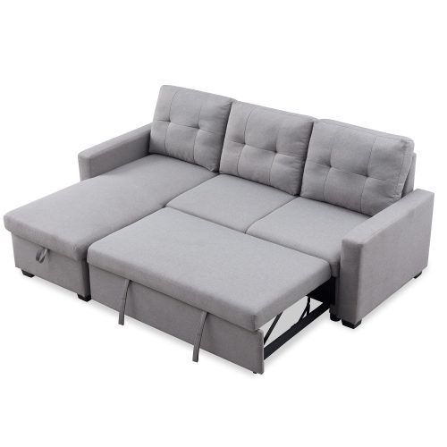 2 In 1 Gray Pull Out Sofa Beds (Photo 8 of 20)